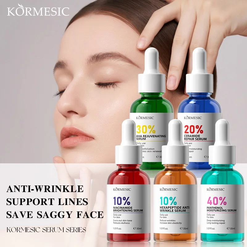 AHA Rejuvenation Niacinamide Brightening Face Serum Hexapeptide Ceramide Panthenol Essence Anti Wrinkle Nourishing Skin Care