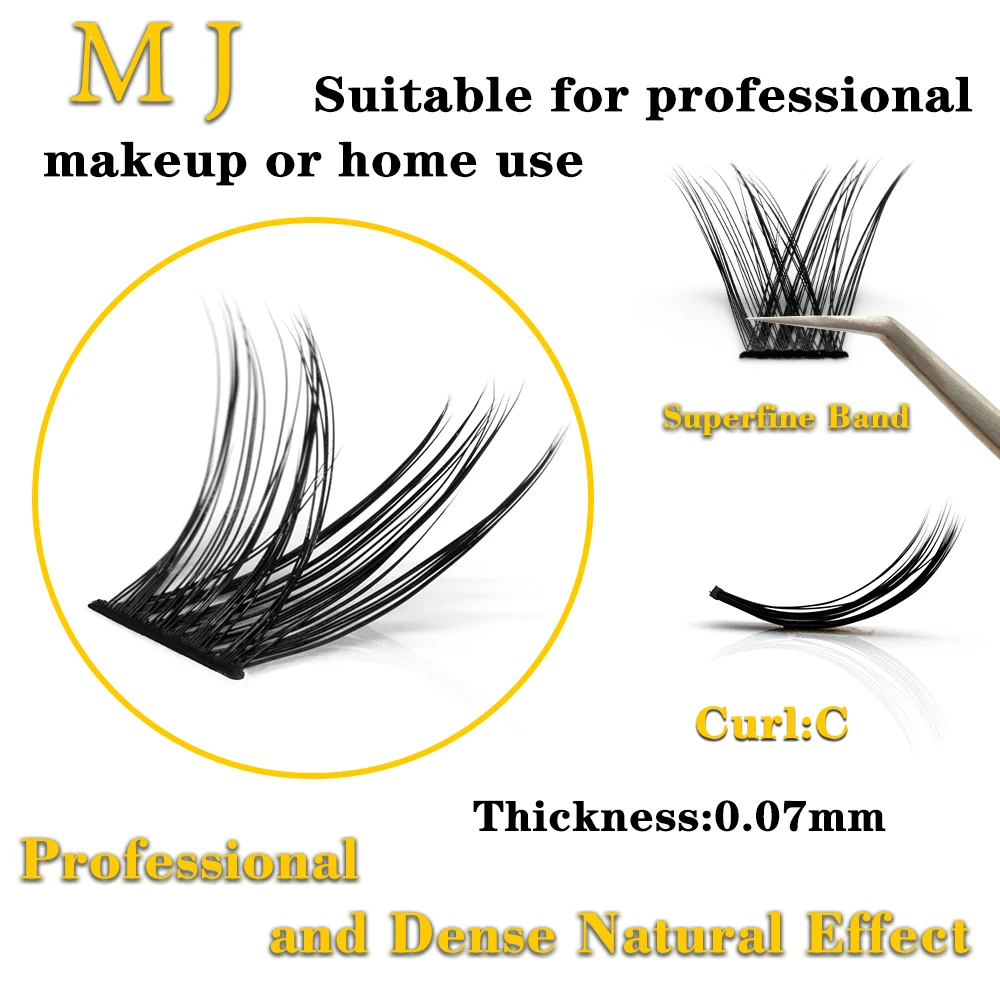 Kimcci 30Bundles Mink Eyelash Extension MJ Segmented False Bundles Eyelashes Natural 3D Russian Volume Faux Eyelashes Individual