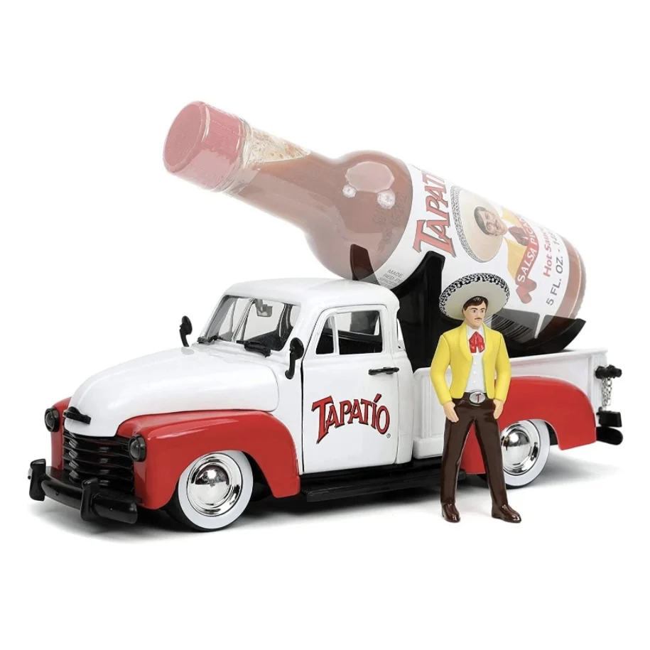 

Jada 1:24 Diecast 1953 Chevy Pickup with Tapatio Bottle Holder &Figure Car Model for Kids and Adults Collectibles