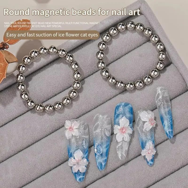 

20Pcs/Set Round Magnet Beads Multi-function Nails Sparkling Flower Carving Cat Magnet For Gel Polish Disassemble Nail Art Tools