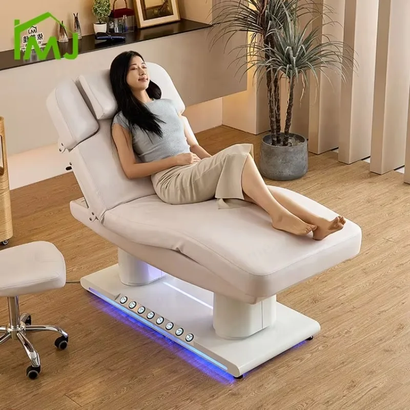Modern Massage Electric Cosmetic Salon Treatment Facial Chair Recliner Lash Bed Curved