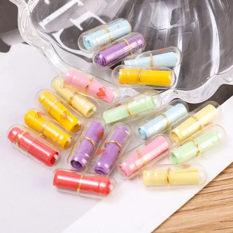 100Pcs Mini Message Capsules Blank Notes Pill With Roll Paper Wish Bottle Transparent Capsules Wedding Party Valentine\'s Gift