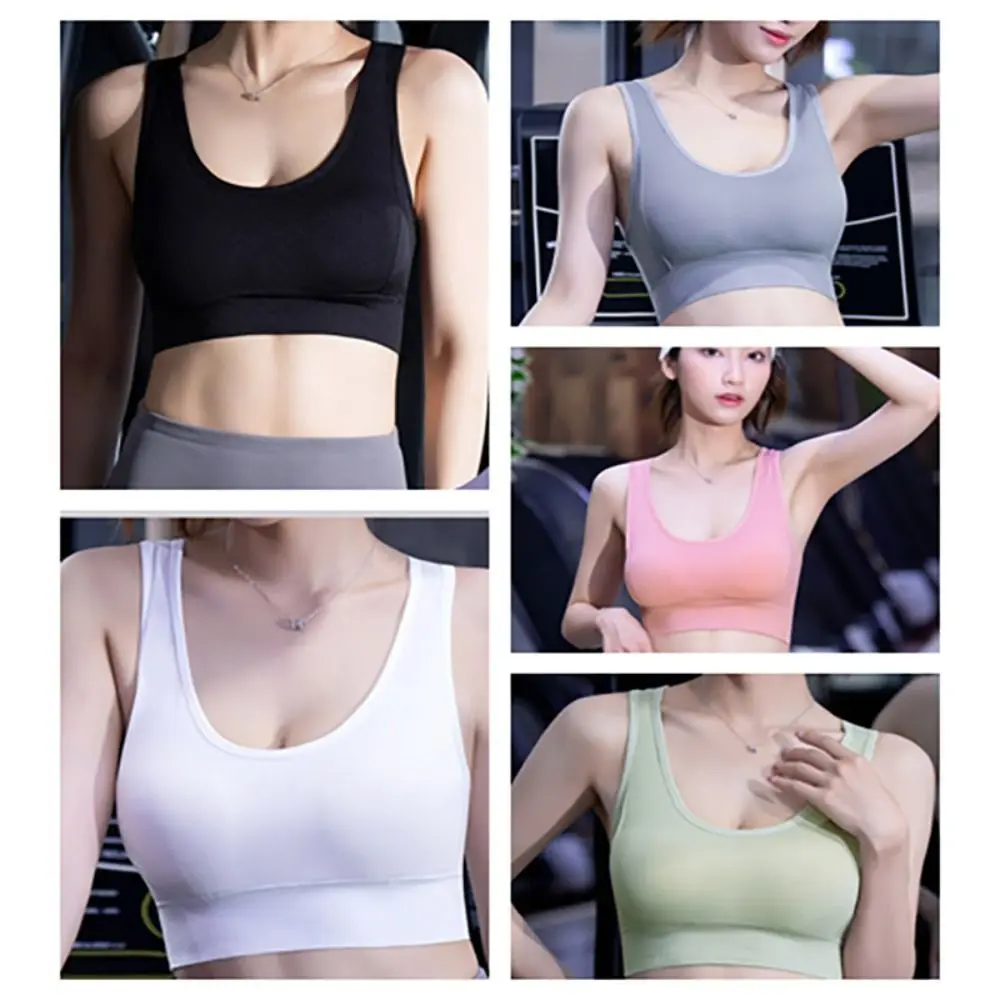 

High Impact Sports Bras Trendy Padded Four Rows of Buckles Crop Top Athletic Underwear Yoga