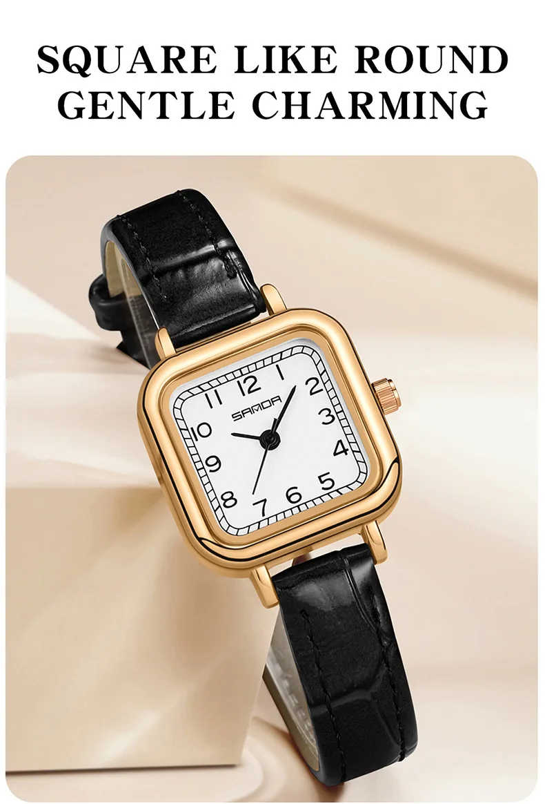 Fashion Sanda Top Brand P1120 New Ladies Elegant Design Square Dial Waterproof Quartz Movement Business Women Analog Wrist Watch