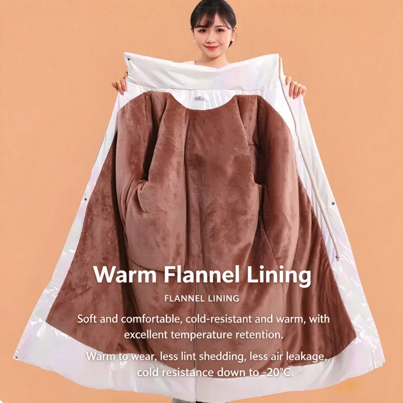 Waterproof Winter Full BodyWindbreaker for Motorcycle Electric Scooter, Thick Fleece Windproof Coat Warm Cold Protection