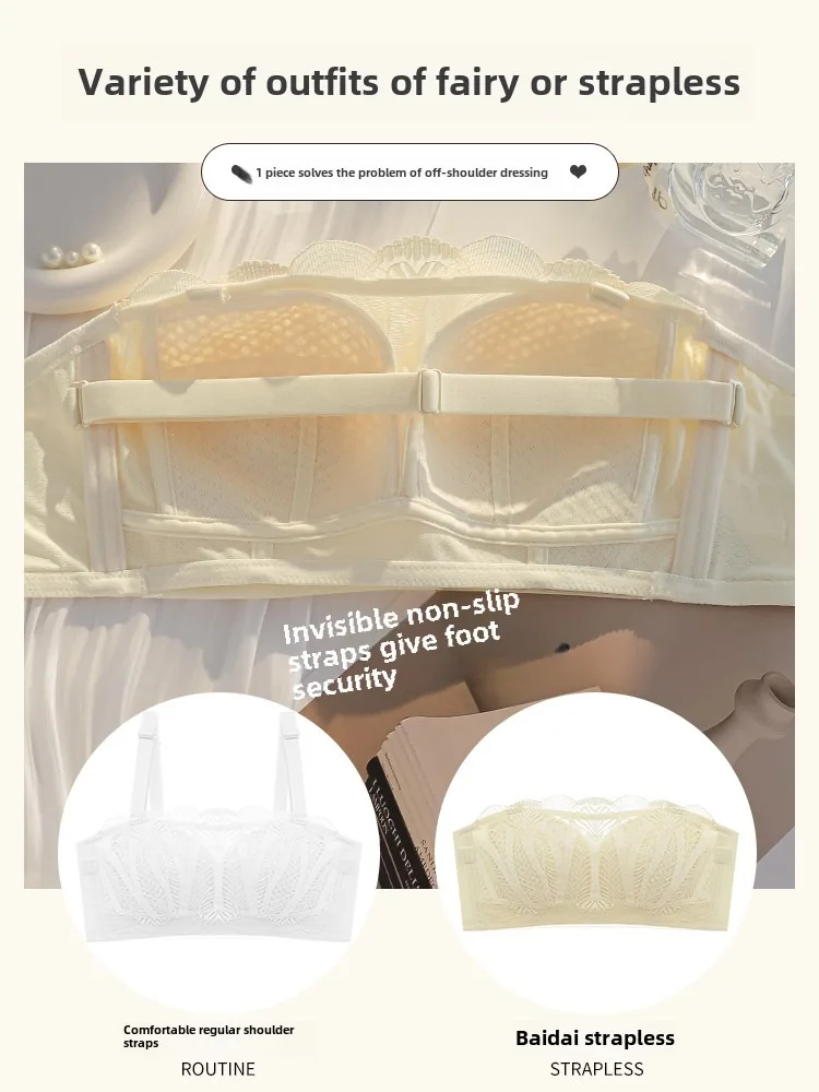 MOYISU 여성용 스트랩리스 브라, 큰 가슴, 작은 미끄럼 방지, 풀업 가슴, 처짐 방지, 슬림 브라, 여름