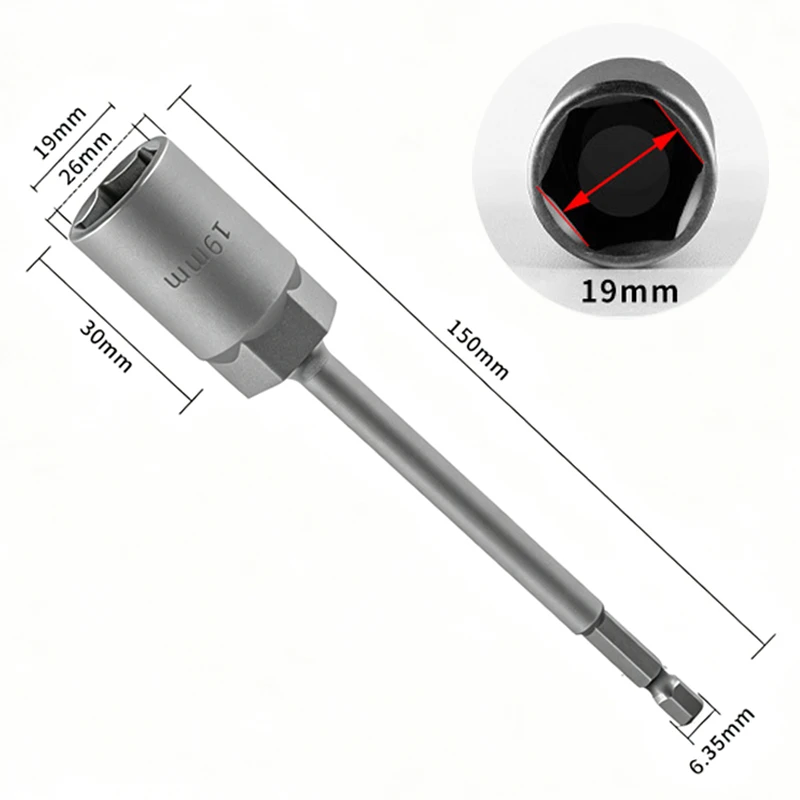 3pcs 15cm Extended Hexagonal Socket Wrench Deepen Electric Nut Sleeve Caravan Leg Winder Drill Attachment Motorhome Repair Tools