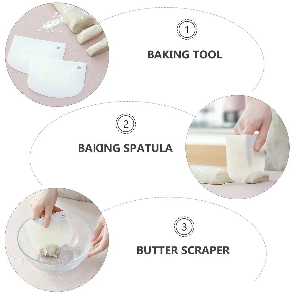 

1Set Plastic Butter Scrapers Dough Cutters Trapezoid Baking Spatulas White Dough Scraper Cream Scraper for Cake