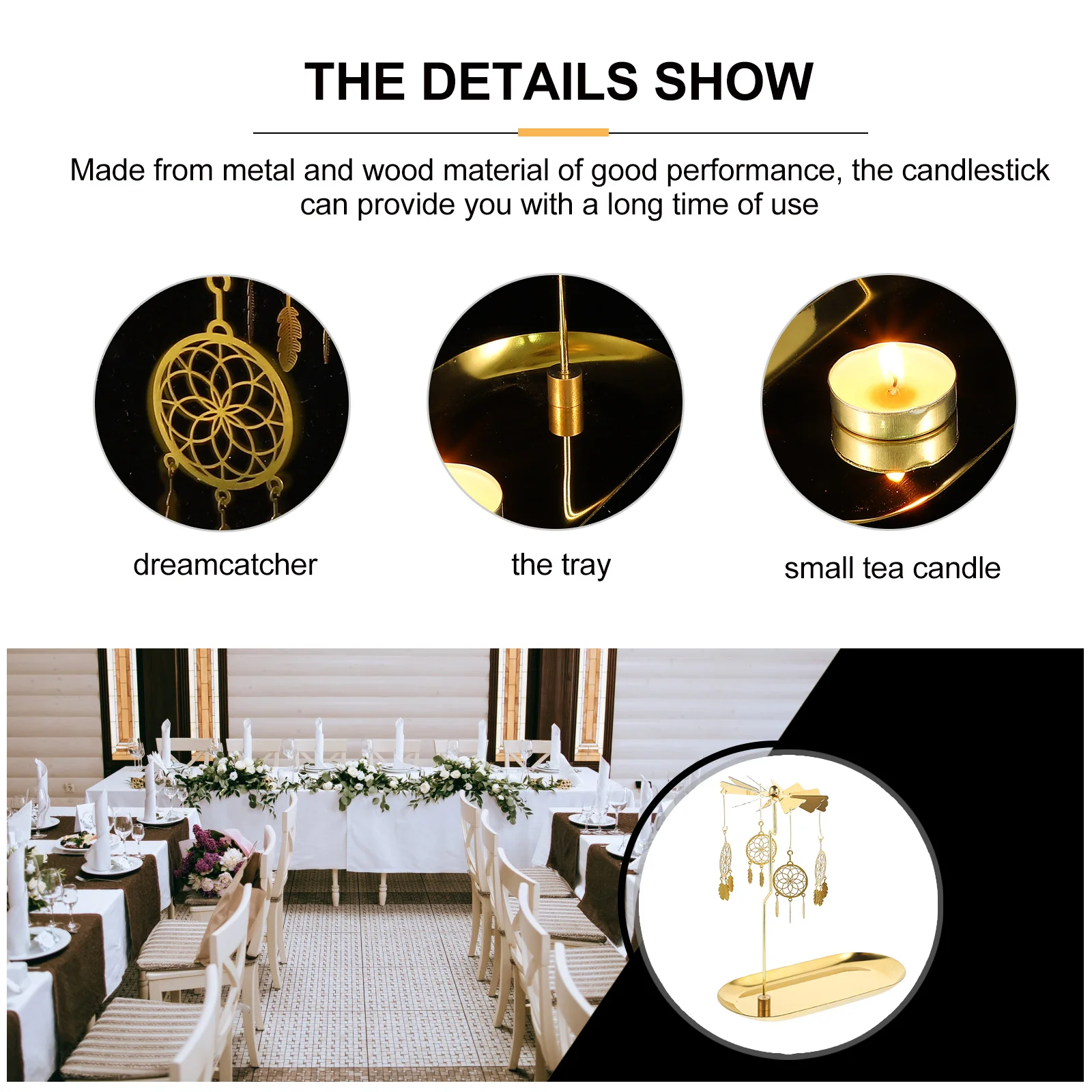 

1Set Rotating Tealight Holder Aromatherapy Stand for Home Wedding Party Room Decor Metal Candleholder