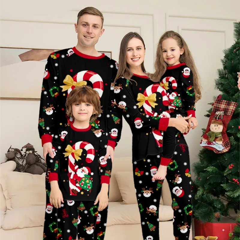 Pigiama coordinato per la famiglia natalizia Set genitore-figlio Madre figlia Abito in cotone Padre Figlio Cartoon Top Pantaloni Abiti