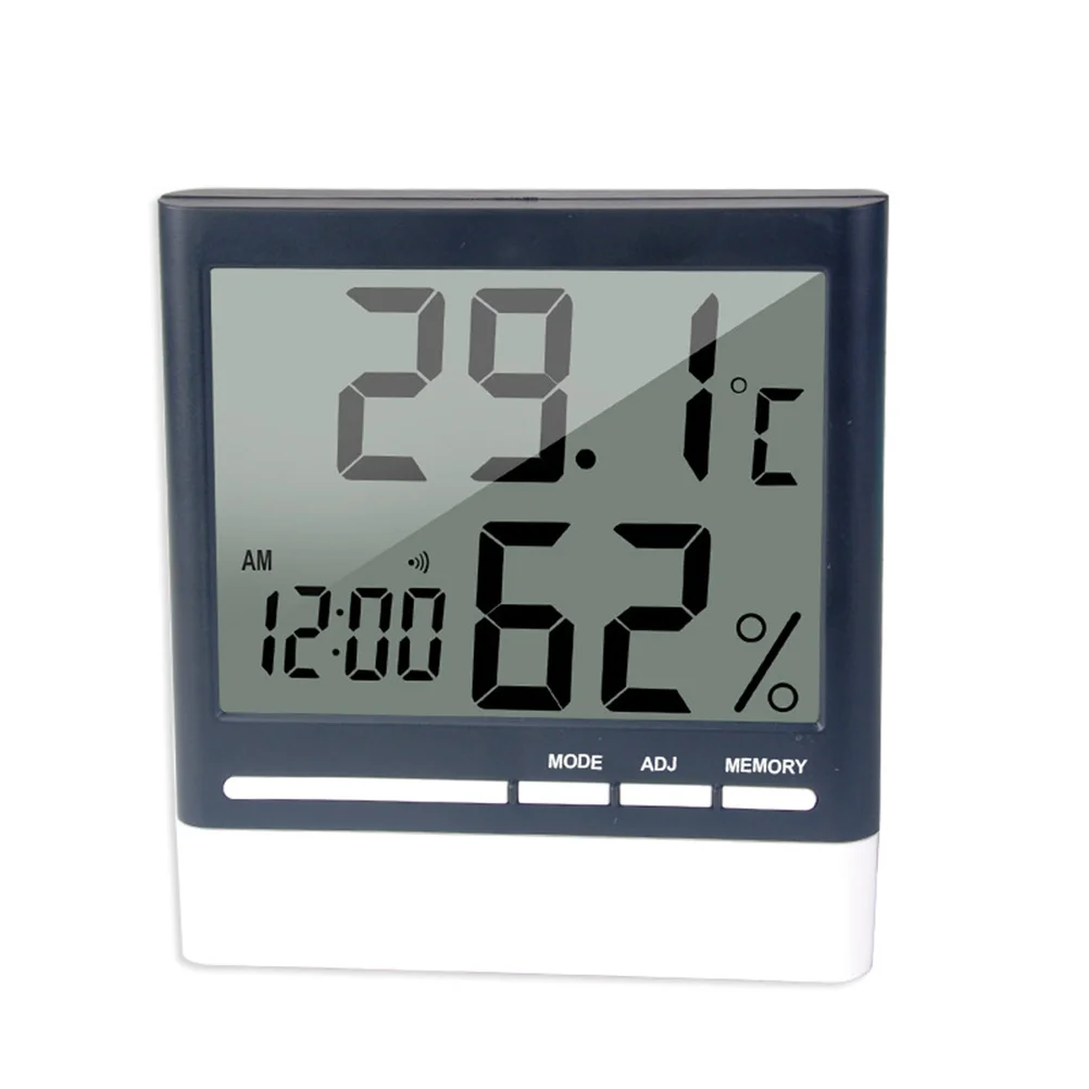 Electronic Temperature Humidity Meter Digital Indoor Thermometer Hygrometer Clock Calendar Wall Mountable Desktop For Home