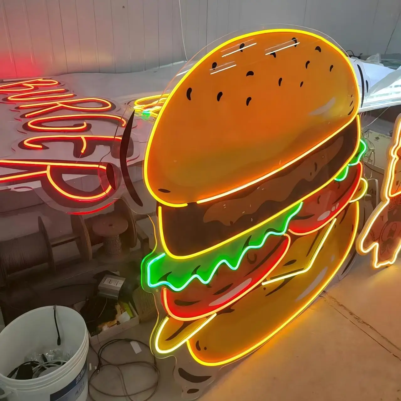 Customized LED neon sign board, store outdoor signage, custom design. LED3d letters, stainless steel backlit letters