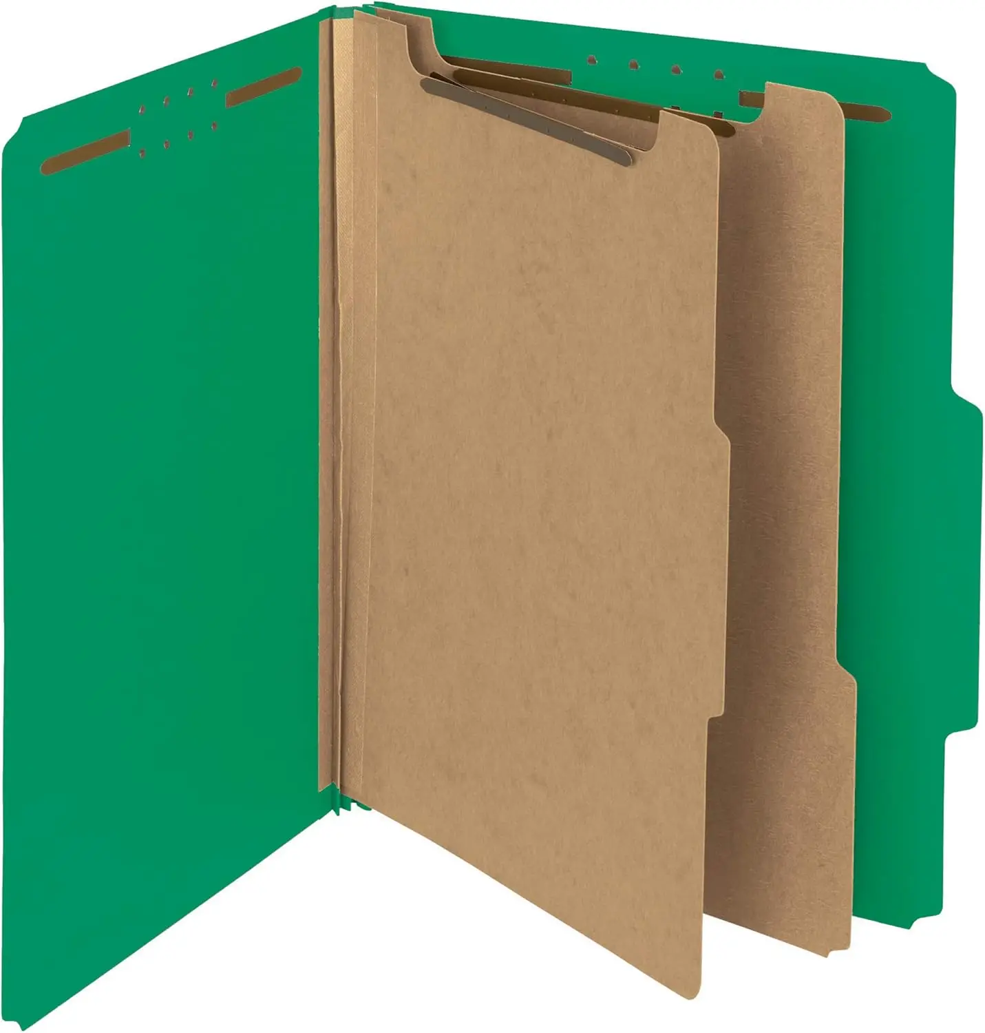 

Recycled Pressboard File Folder with Dividers, 2" Expansion, Letter Size, Green, 10 per Box