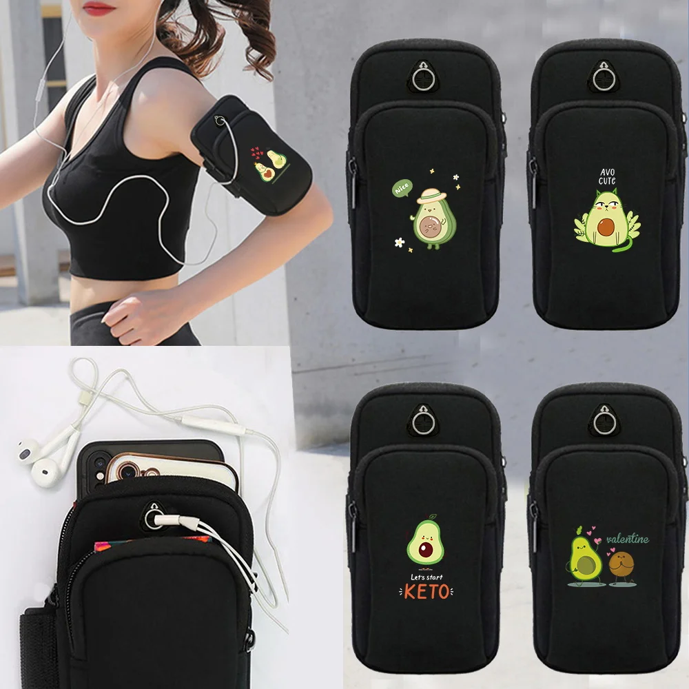 

Сумка для телефона, спортивная сумка, сумка для хранения мелочей, карт и монет, сумка для хранения мелочей с рисунком авокадо, регулируемая повязка на руку для спортзала, бега, езды на велосипеде, унисекс