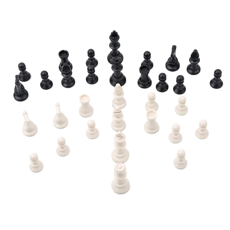 32pcs Plastic Chess Pieces Complete Chessmen International Word Chess Set Black & White Chess Piece Entertainment Accessori