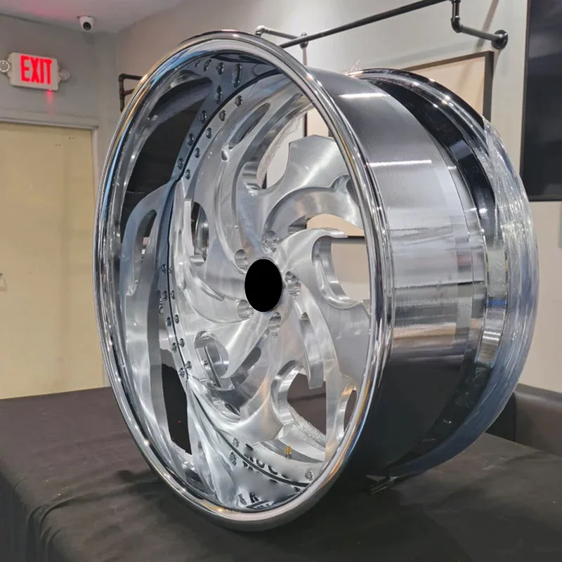LZT-1132 Deep Dish Staggered Wheels 2 Piece Forged Rims 20 24 26 Inch 5x120 5x115 For Mustang F-150