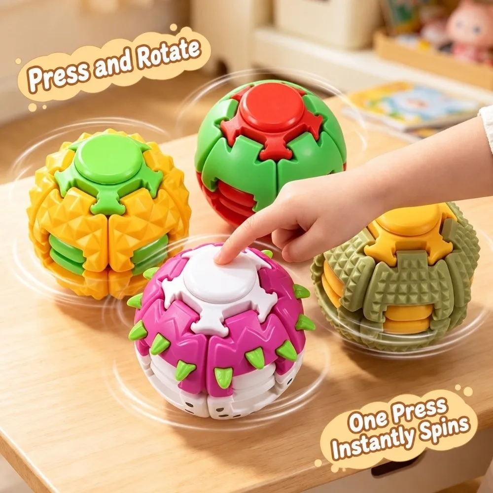 Creative Fruit Shape 3D Printed Ball Antistress Desk Ornament Press Rotate Ball Stress Relief Party Gift Fidgets Ball Christmas
