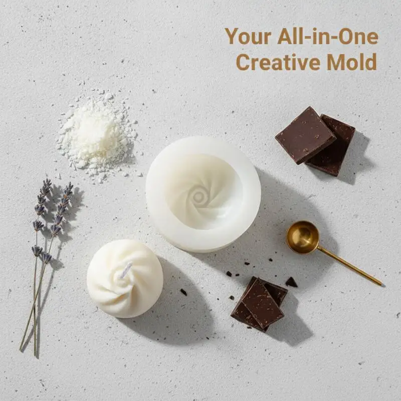 Heat Resistant 3D Steamed Bun Dumpling Silicone Mold Food Grade DIY Mould for Candle Soap Plaster Baking Use