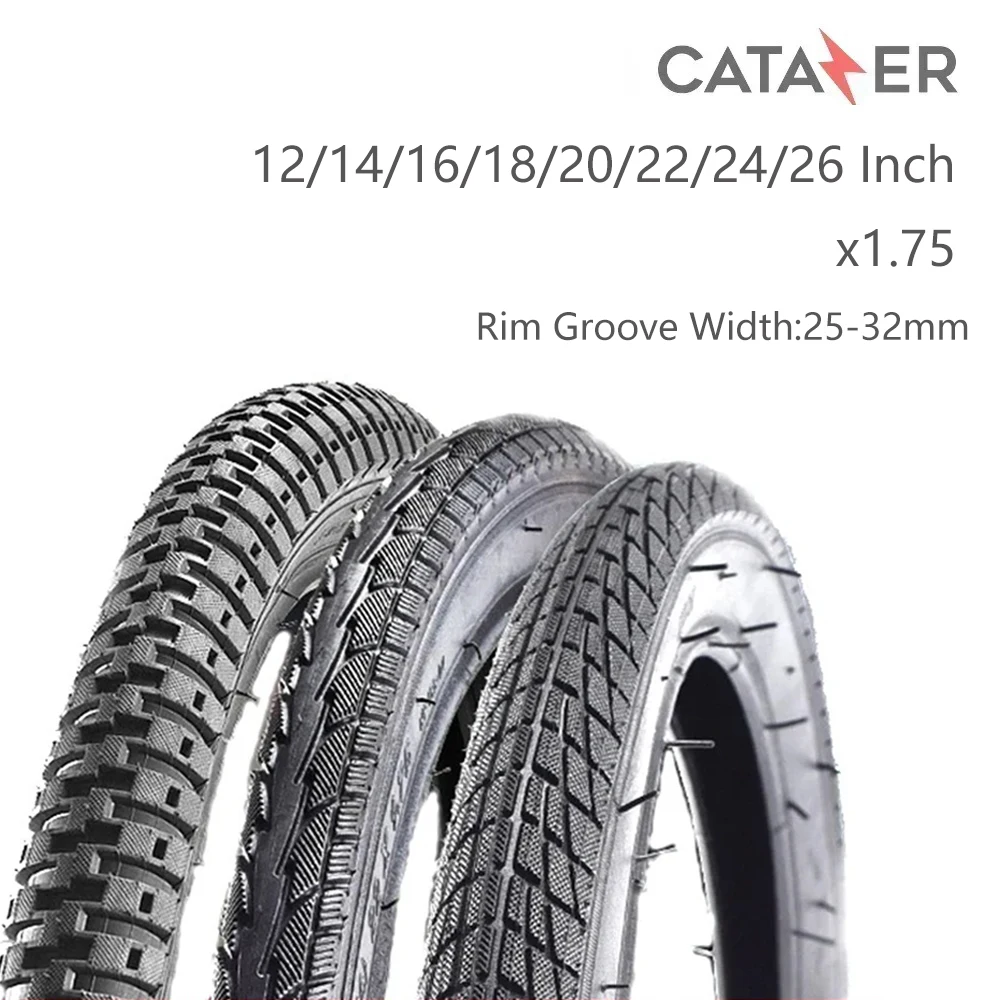 CATAZER Bicycle Tyres  Excellent Puncture Resistance Durable 12/14/16/18/20/22/24/26 X 1.75 Inch for BMX Bike Mountain Bike