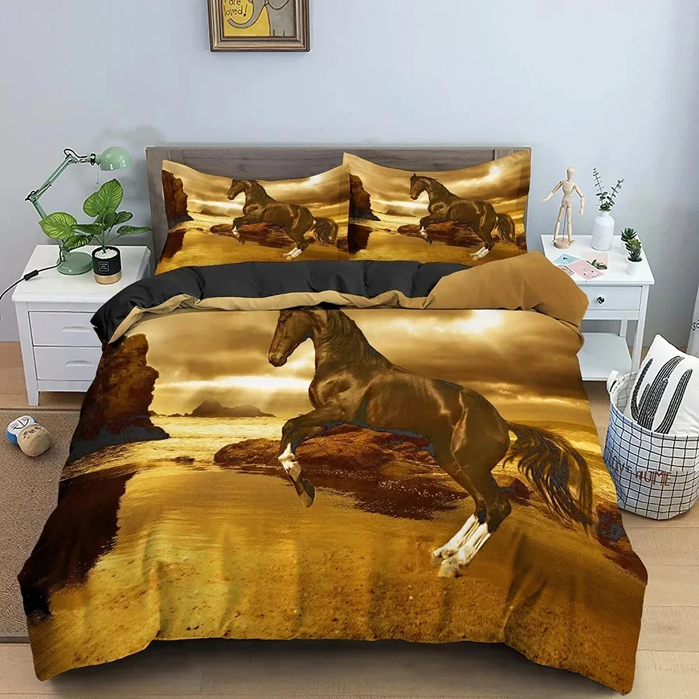 

Animal Horse Bedding Set Single Twin Double Queen King Cal King Size Bed Linen Set