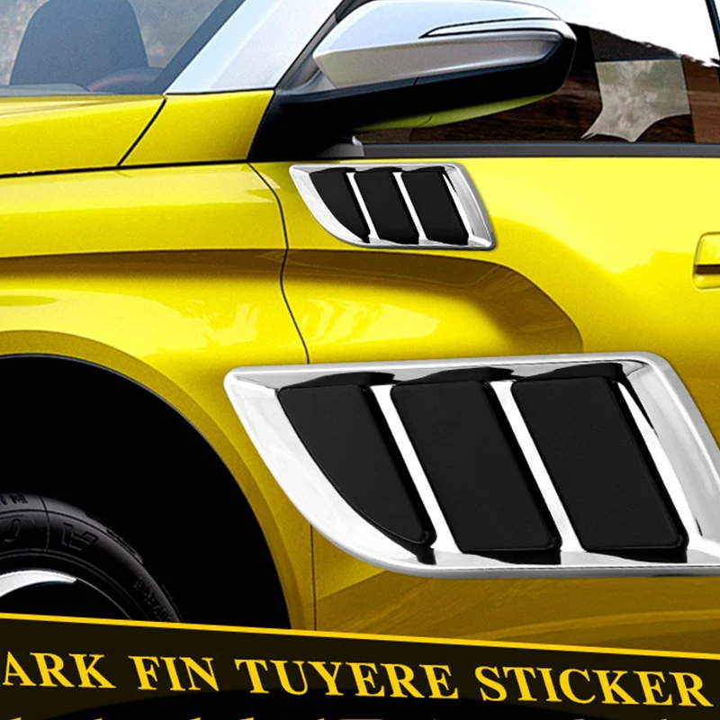 Car Air Flow Intake Hood Scoop Bonnet Fender Vents Air Vent Chrome Black Tuning Covers Car Decoration Accessories