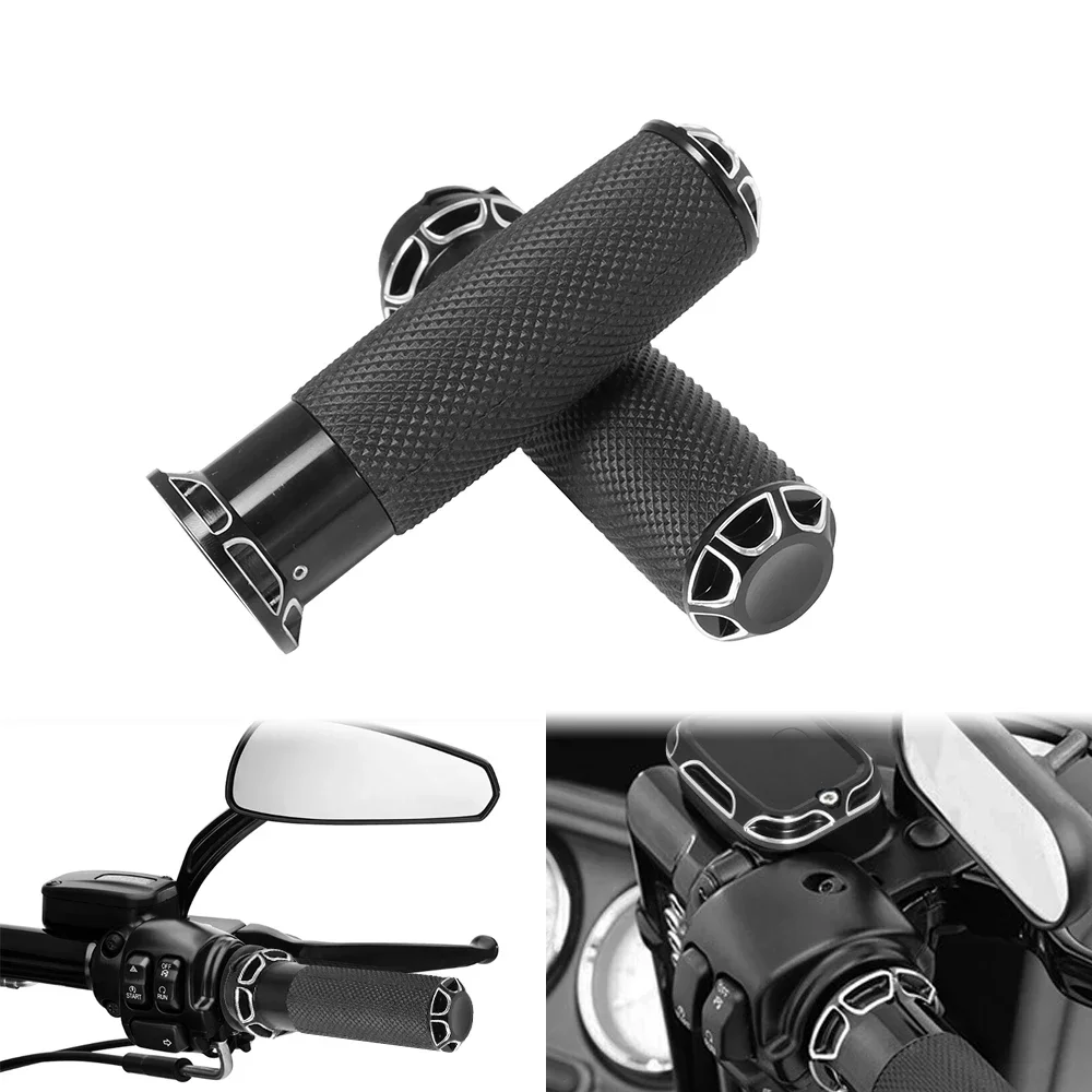 

Motorcyle Handle Black CNC 1"25mm Handlebar Hand Grips For Harley Sportster Touring Dyna Softail Custom Road King Street Glide
