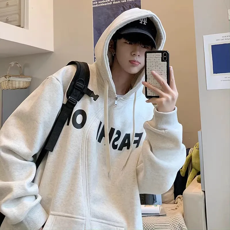 

Мужская толстовка с капюшоном на молнии: модный повседневный дизайн для весны и осени, молодежный, удобный, стильный топ