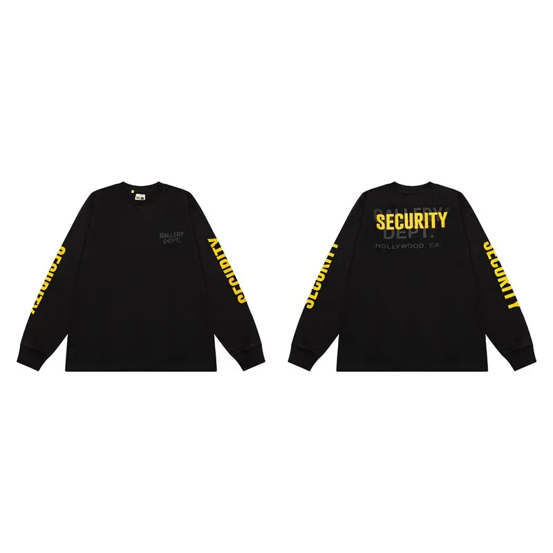 GALLERY DEPT TALK SECURITY Letter Print Loose Casual Crew Neck Long Sleeve T-Shirt