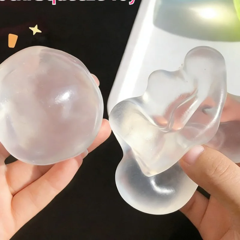 Transparent Mochi Squishy Decor Slow Rising TPR Fidget Squeeze Prop with Coconut Oil Texture Super Soft Comfort for Adults