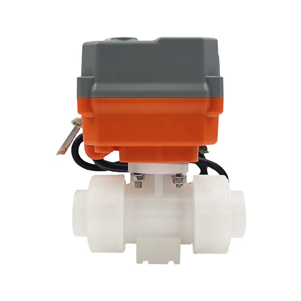 normal on-off DC24V PVDF/EPDM electric ball valve 12V