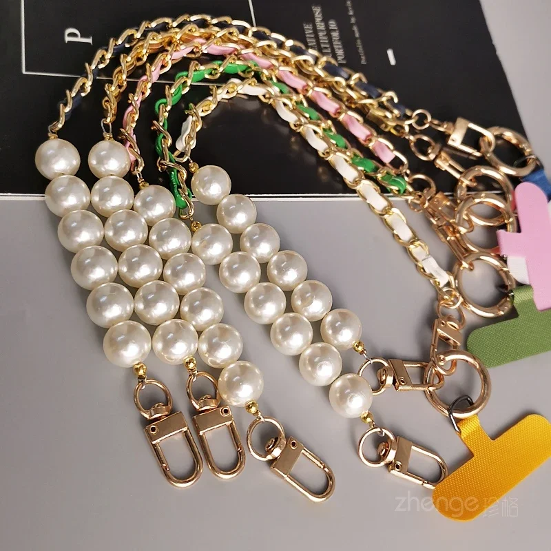 Pickup Chain Pearl Double Combination Bracelet Mobile Phone Lanyard Clip Style Phone Case Universal Women's Short Wrist Strap