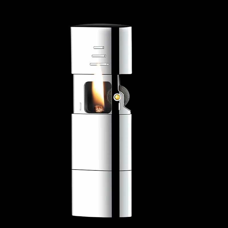 Classic Pull-out Ignition Fuel Lighter, Retro Grinding Wheel Lighter, Alloy Body, Holiday Business Gift
