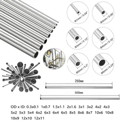 304 Stainlessy Steel Tube OD1/1.5/2/3/5/6/8/10/12mm Round Capillary Straight Tube Length 250/500mm