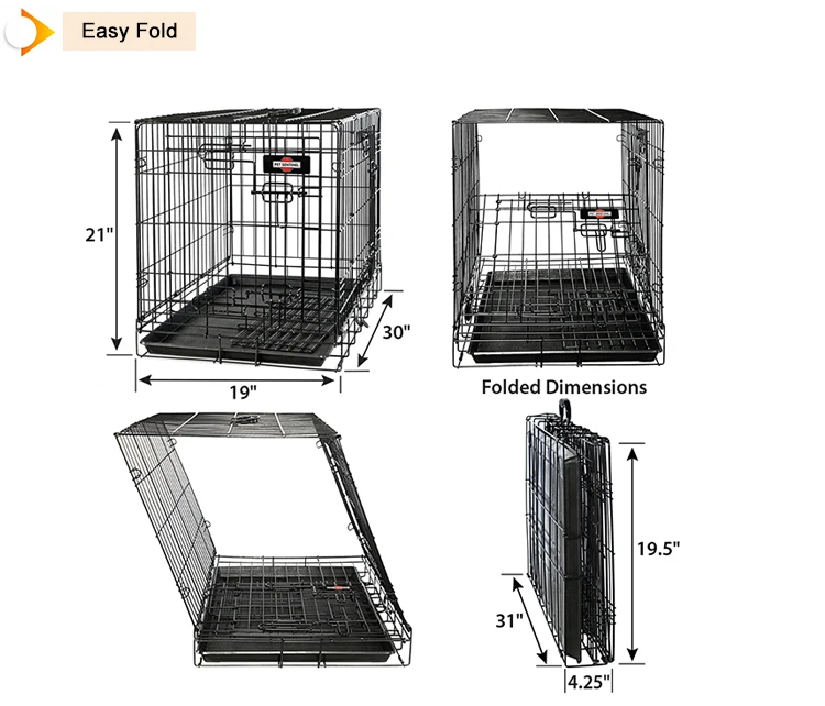 Metal Foldable Dog Kennel Multiple Sizes Outdoor Collapsible Crate