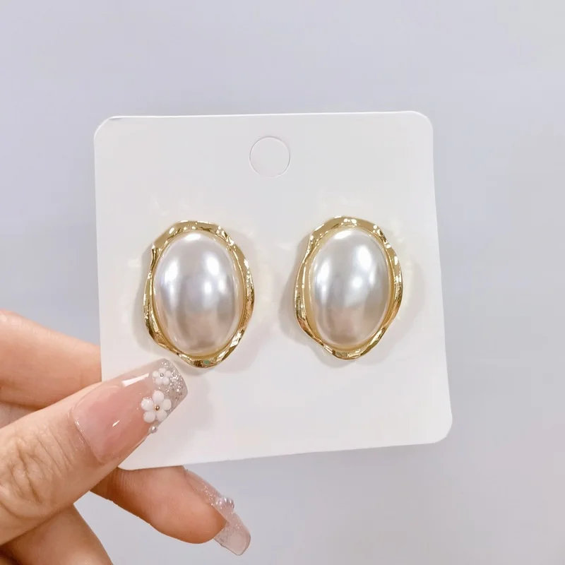 Модные трендовые серьги-гвоздики Adolph с имитацией жемчуга овальной формы, Элегантные корейские серьги, свадебные украшения для женщин, подарки, новинка 2023
