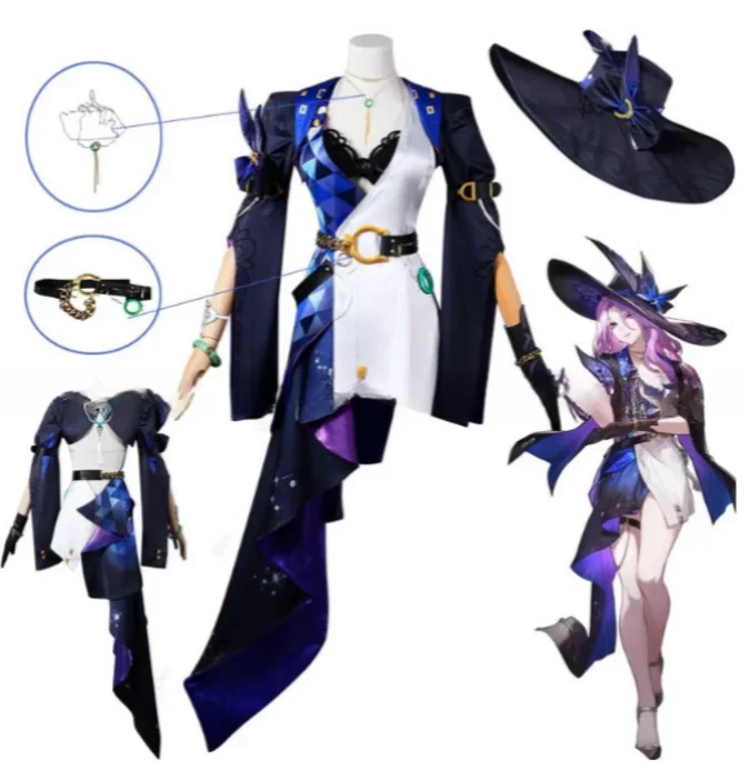 Game Honkai Star Rail Jade Spiel Cosplay Costume Earrings Necklace Hat Dresses Full Set Girls Women Halloween Party Carnival