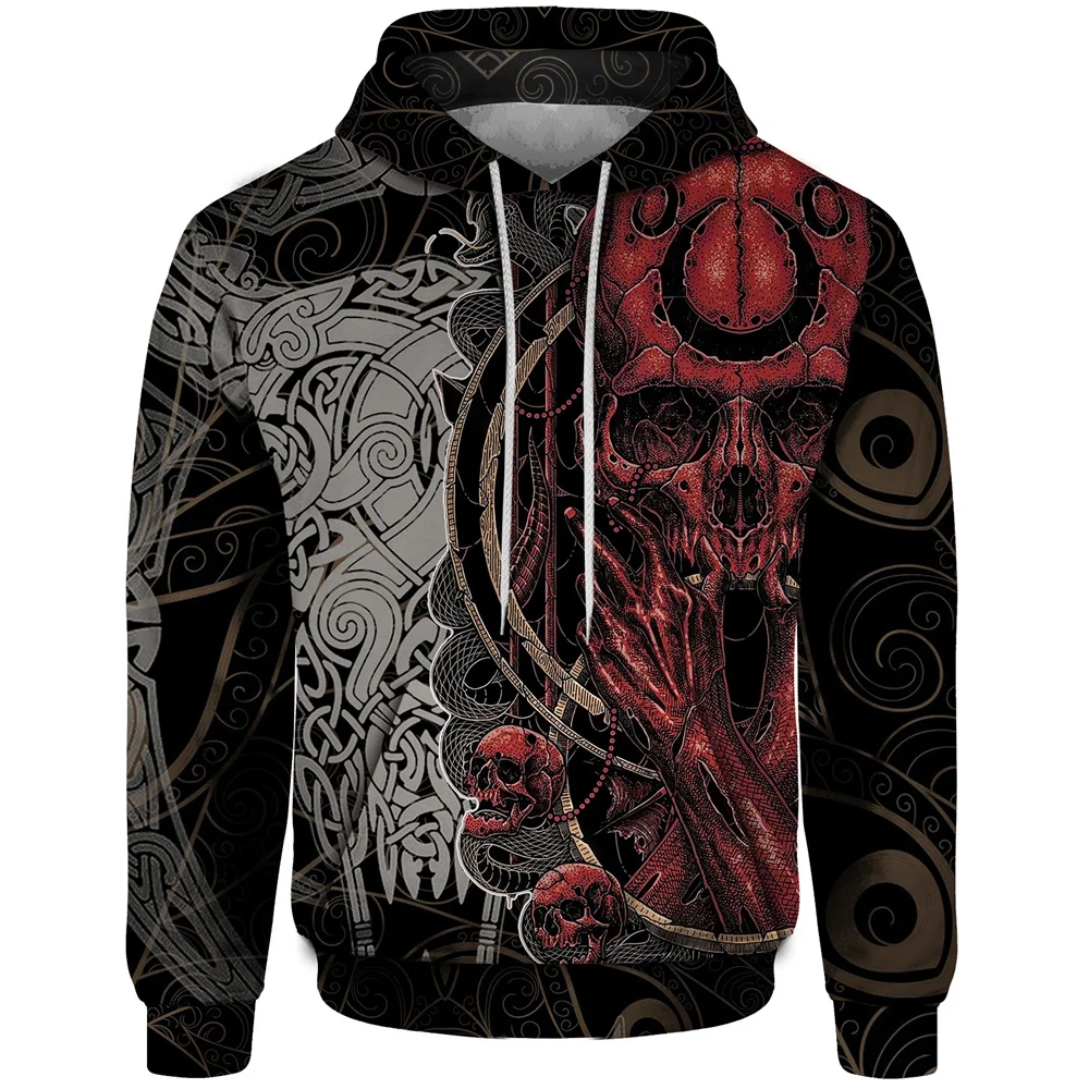 

Autumn Sweatshirts for Men Gothic Skull Print Hoodie Y2k Clothes Loose Top Men's Clothing Harajuku Casual Hoodie Man