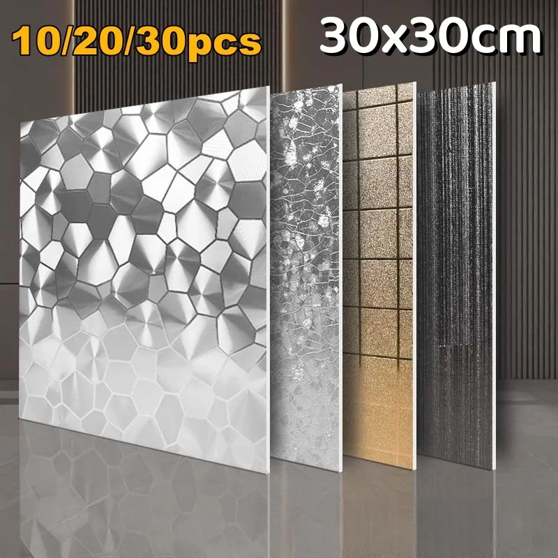 

PVC Wall Stickers Self-Adhesive Metallic Matte Pattern Thick Tile Sticker Bedroom Waterproof Wallpapers Kitchen Home Decoration