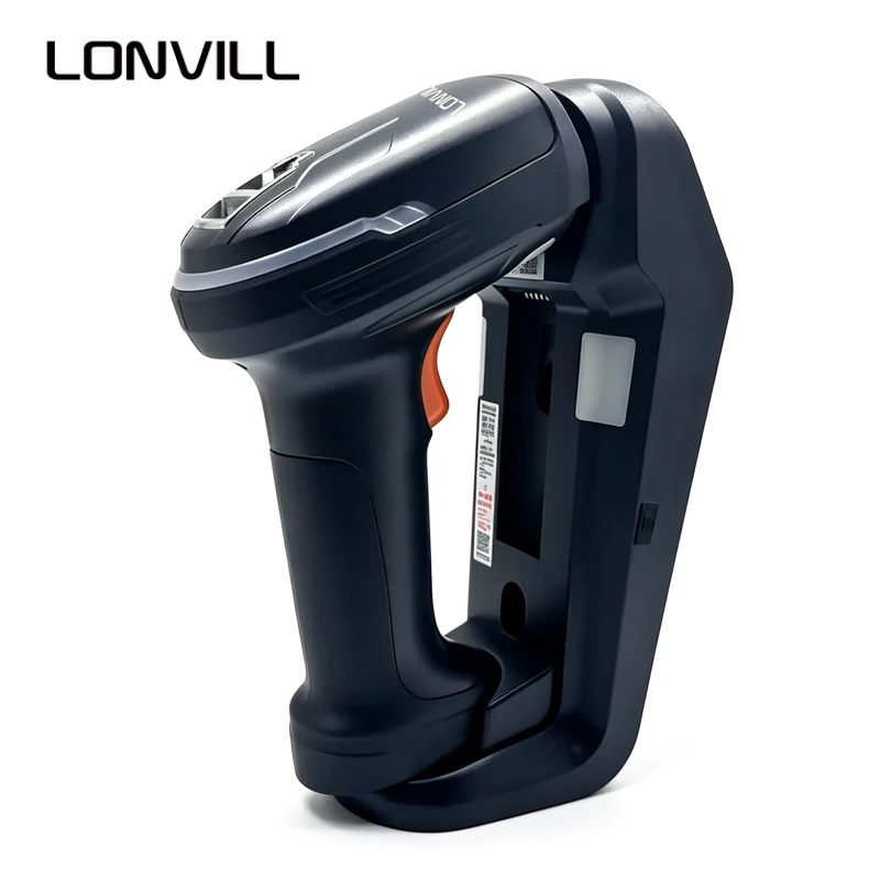 LONVILL Versatile Red White Blue Adjustable Illumination Industrial Handheld Scanner with Swappable Desktop Wall Mount Stand