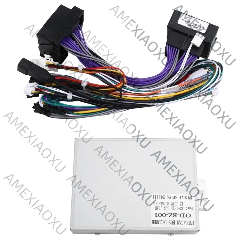 AMEXIAOXU  Car 16Pin Wiring Harness Adapter Canbus Box Decoder Android Radio Power Cable For Benz GLK X204 GLC X253 2013-2015