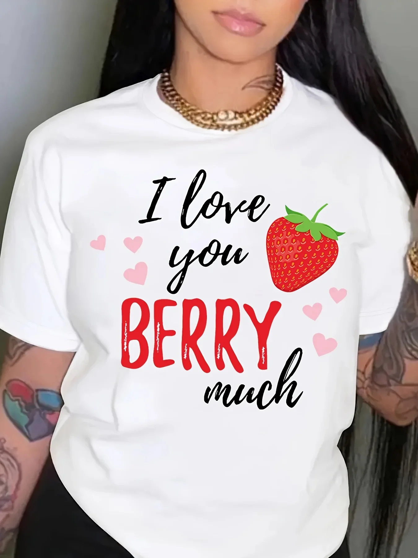 T-Shirt Met Letterprint, Casual Top Met Korte Mouwen Voor Zomer En Lente, Dameskleding Shirt Femme