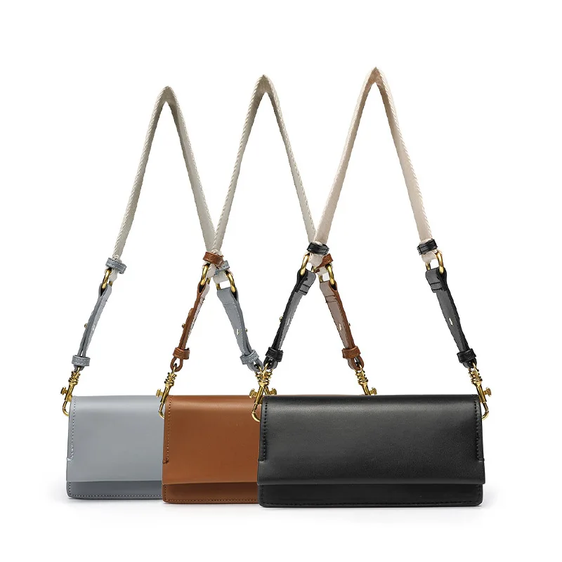 

2025 Fashion Women Small Flap Design Pu Leather Armpit Bag Luxurious Simple Solid Color Shoulder High Quality Square Twill Bag