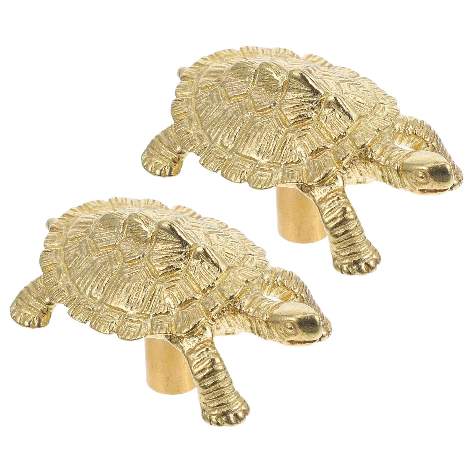 2Pcs Brass Animal Cabinet Knobs Turtle Shaped Handles for Drawers Wardrobes Dressers Vintage Door Pulls