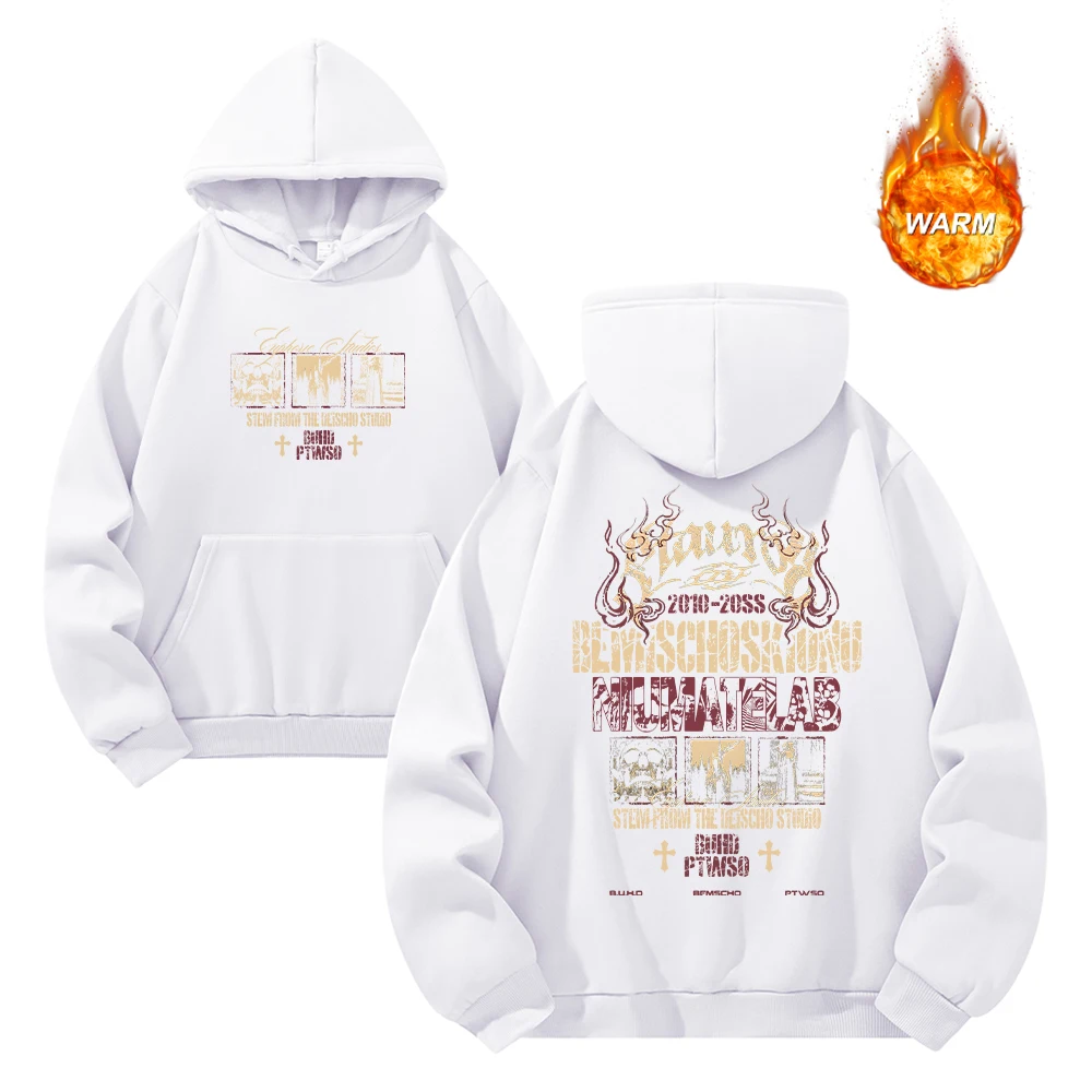 Men's Retro Skull Print Hoodies Autumn And Winter Casual Warm Pullover Sweatshirt Everyday Street Style Commute Sports Top