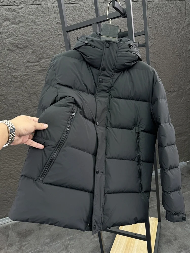 معطف شتوي فضفاض بقلنسوة للرجال من Svip معطف شتوي خارجي عالي الارتفاع منفوش باللون الأبيض Du down Fearl of Cold #2