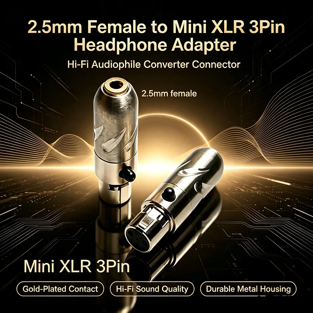 HiFi Audiophile Headphone Adapter 0.78mm MMCX 3.5mm A2DC Male To Mini XLR 3Pin Female Converter for HEDD 1266 MEZE Headset