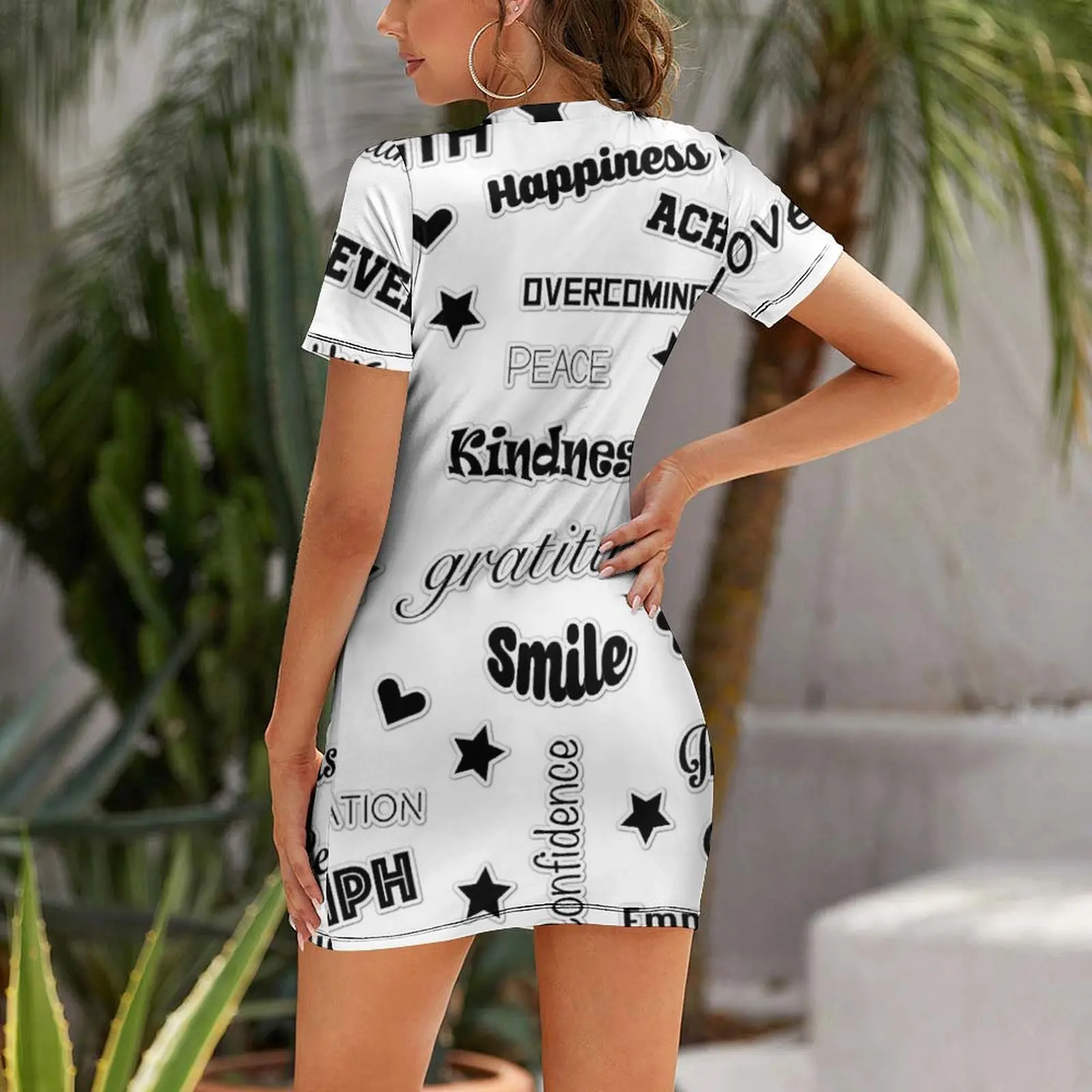 positive words Short Sleeved Dress women clothing 2025 new arrivals summer women's suit