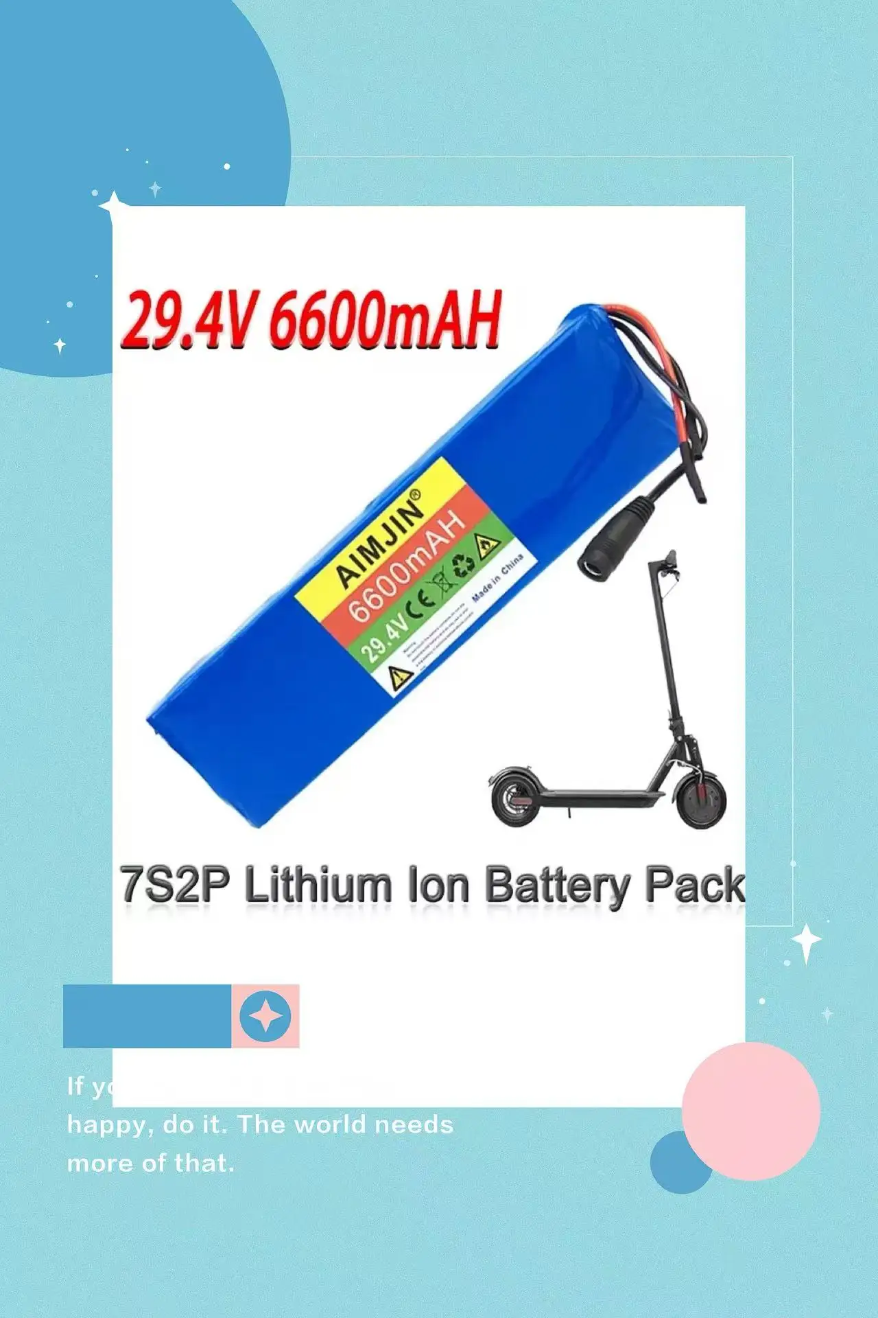 

18650 7S2P 29.4V 6600mAh Lithium Ion Battery Pack Rechargeable with Built-in BMS for Electric Scooter And Other Devices