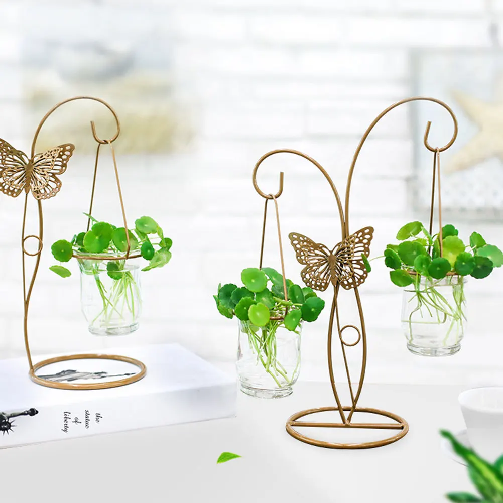 

1Pcs Butterfly Watering Glass Vase Iron Crafts Flower Arrangement Decorative Holder for Home Office Wedding Desktop Ornament