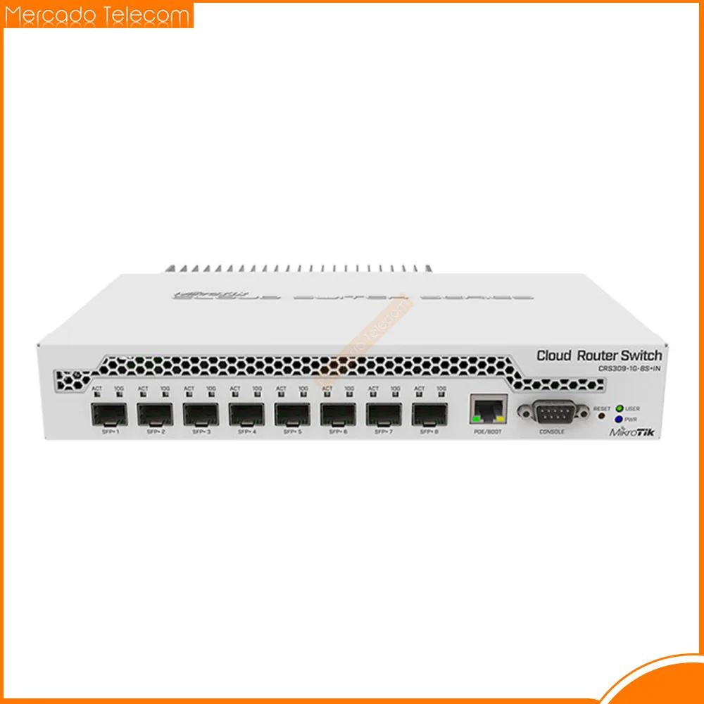 MikroTik CRS309-1G-8S+IN Desktop switch with one Gigabit Ethernet port and eight SFP+ 10Gbps ports